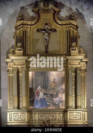 CAPILLA DE LA SAGRADA FAMILIA. Lage: Catedral Nueva. In Lerida. Spanien. Kind Jesus. Jungfrau Maria. SAN JOSE ESPOSO DE LA VIRGEN, MARIA. Stockfoto