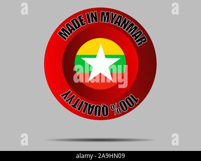 Die Flagge der Republik der Union von Myanmar. Die ursprünglichen Farben und Proportionen. Einfach Vektor eps Abbildung 10, aus Ländern Flag gesetzt. Stock Vektor