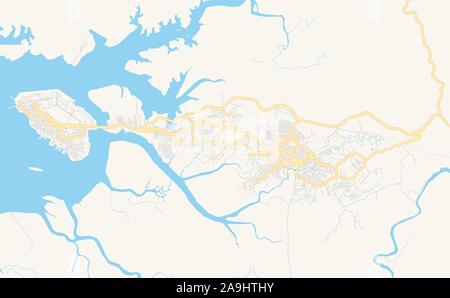 Druckbare Karte von Buenaventura, Kolumbien. Karte Vorlage für die geschäftliche Nutzung. Stock Vektor
