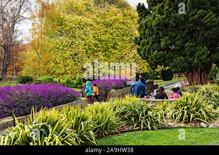 Hobart Australien/den Royal Tasmanian Botanaical Gärten in Hobart, Tasmanien. Familie Gärten, der RTBG 1880 umfasst ein 14 Hektar gegründet Stockfoto