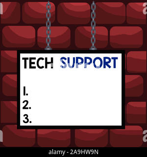 Handschrift text Tech Support. Konzeptionelle Foto Beratung und Fehlerbehebung Service durch eine analysisufacturer Whiteboard Rechteck Rahmen leer Stockfoto