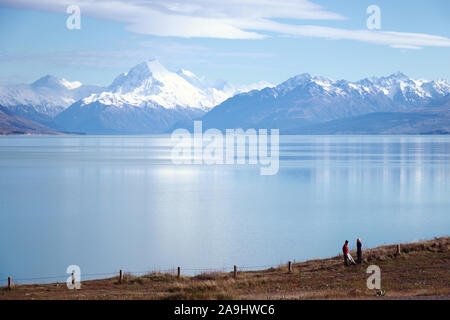 Mount Cook und Lake Pukaki Neuseeland Stockfoto
