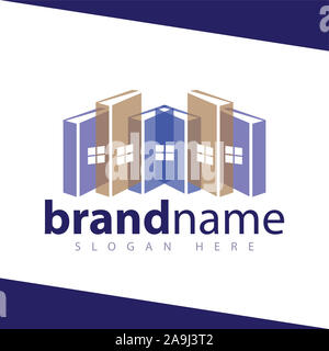 Buchen Sie bauen in der Stadt Logo Vector Template Stockfoto