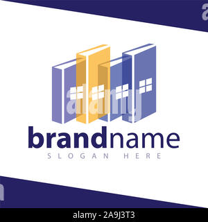 Buchen Sie bauen in der Stadt Logo Vector Template Stockfoto