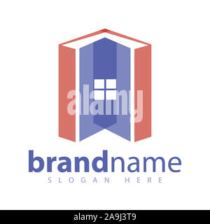 Buch Home Bibliothek Logo Vorlage Stockfoto