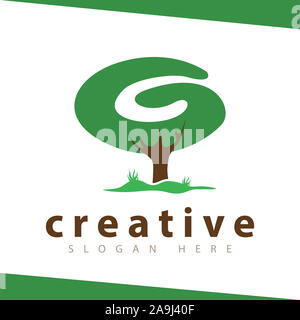 G Schreiben Baum grüne Logo vector Template Stockfoto