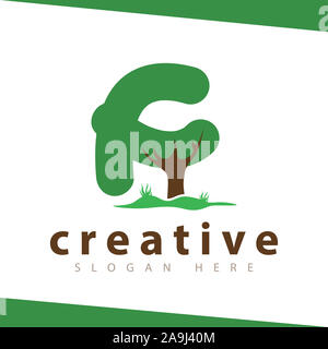 Der Buchstabe f Baum grüne Logo vector Template Stockfoto