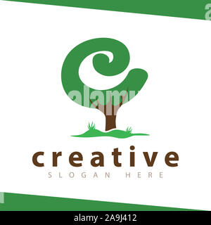 C Schreiben Baum grüne Logo vector Template Stockfoto