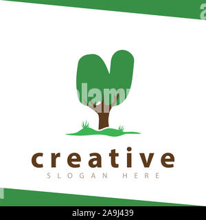 N Brief Baum grüne Logo vector Template Stockfoto
