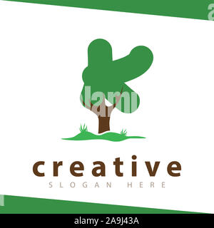 K Schreiben Baum grüne Logo vector Template Stockfoto