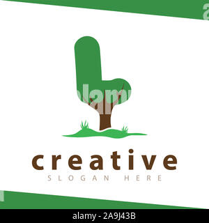 L Schreiben Baum grüne Logo vector Template Stockfoto