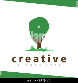 P Schreiben Baum grüne Logo vector Template Stockfoto