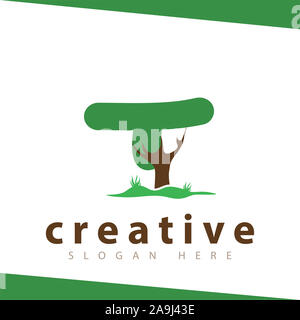 T schreiben Baum grüne Logo vector Template Stockfoto
