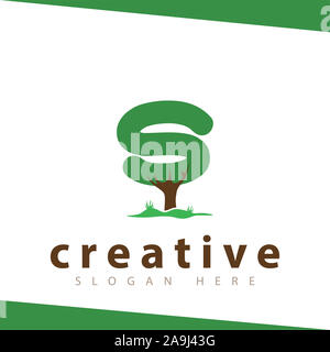 S Schreiben Baum grüne Logo vector Template Stockfoto