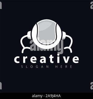 Tischtennis Roboter Logo Vector Template Stockfoto
