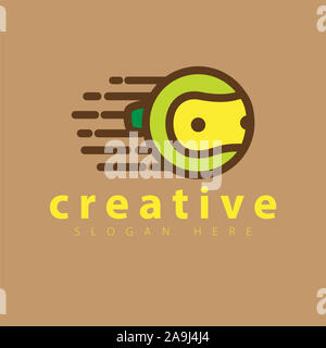 Schnelles Tennis ball Logo Design Vector Stockfoto