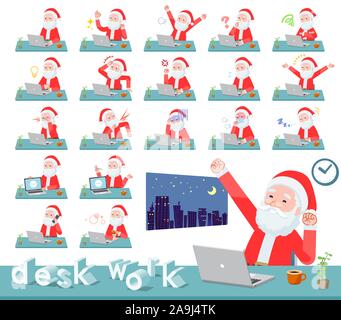 Eine Reihe von Santa Claus auf dem Schreibtisch arbeiten. Es gibt verschiedene Aktionen wie Gefühle und Müdigkeit. Es ist Vektor Kunst so ist es leicht zu bearbeiten. Stock Vektor