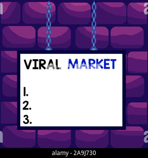 Handschrift text Virale Markt. Konzeptionelle Foto Informationen zu einem Produkt Spreads zwischen zeigen Whiteboard Rechteck frame leeren Raum attache Stockfoto