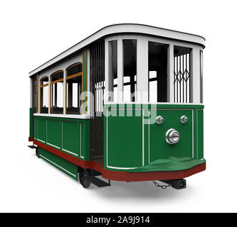 Vintage Green Straßenbahn isoliert Stockfoto