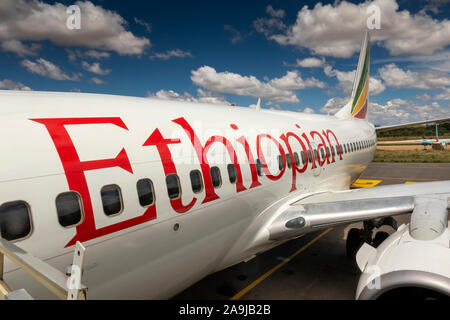 Äthiopien, Dire Dawa, Diredawa Flughafen, Ethiopian Airlines Boeing737-700 Flugzeugen Stockfoto