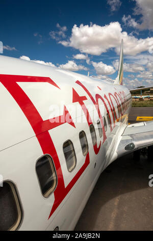 Äthiopien, Dire Dawa, Diredawa Flughafen, Ethiopian Airlines Boeing737-700 Flugzeugen Stockfoto