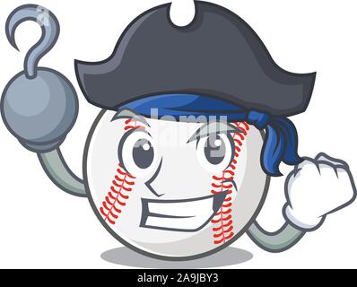 Cartoon Baseball mit in eine Figur Pirat Stock Vektor