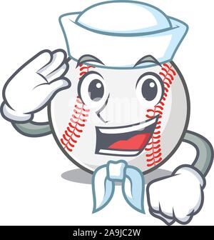 Cartoon Baseball mit in eine Figur sailor Stock Vektor