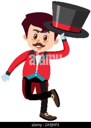 Einzelnes Zeichen von Zirkus master auf weißem Hintergrund Abbildung Stock Vektor