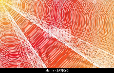 Abstrakte schöne Hintergrund mit Interlacing weiße Linien auf rot-orange Hintergrund. Asymmetrische Abstraktion. Vector EPS 10. Stock Vektor