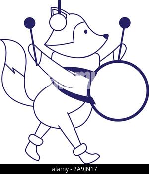 Cute fox Spielen eines Drum Symbol Stock Vektor