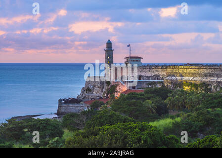 Morro Castle in Havanna (Havanna), Kuba in der Dämmerung Stockfoto