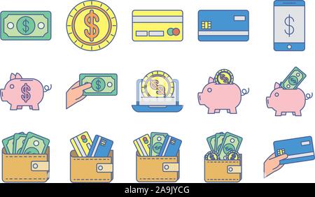 Bündel Geld Exchange Symbole Stock Vektor