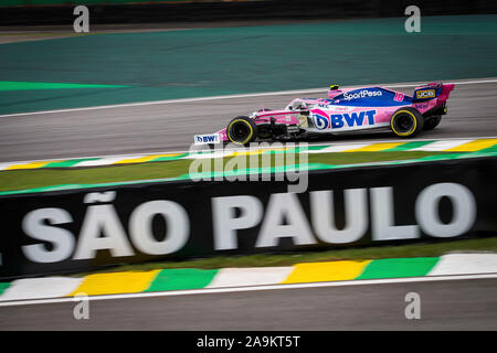 Sao Paulo, Brasilien. 15 Nov, 2019. 18 Spaziergang Lance (Can), SportPesa Racing Point F1 RP19, Sie kann während der 2019-Formel-1-Weltmeisterschaft, Brasilien Grand Prix vom 15. bis 17. November in Sao Paulo, Brasilien - | Verwendung der weltweiten Kredit: dpa/Alamy leben Nachrichten Stockfoto