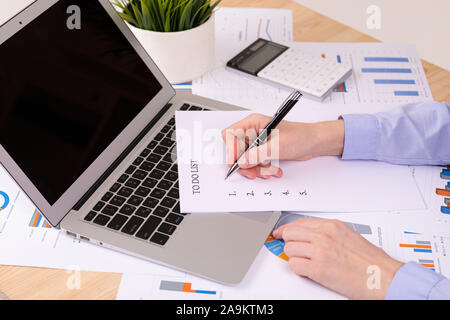 Zu concept-Liste, Dokumente auf dem Desktop Stockfoto