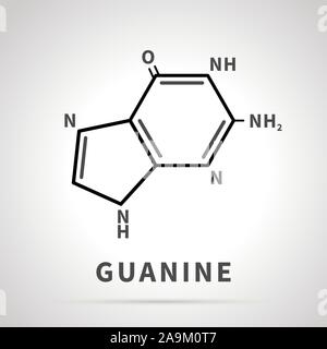 Chemische Struktur von Guanin, einer der vier Nukleinbasen, einfache schwarze Symbol Stock Vektor