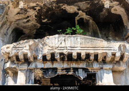 Close-up der Entlastung der königlichen Grab in die archäologische Stätte von pinara in der Türkei. Stockfoto