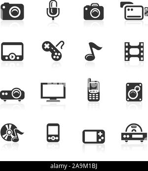 Multimedia Vector Icons, die auf weißem Hintergrund - minimo Serie Stock Vektor