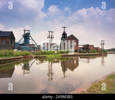 1989 Coal Mine, Wigan, neben Leeds/Liverpool Canal, Lancashire, North West England, Großbritannien Stockfoto