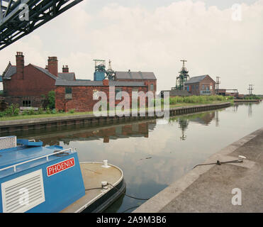 1989 Coal Mine, Wigan, neben Leeds/Liverpool Canal, Lancashire, North West England, Großbritannien Stockfoto