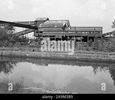 1989 Coal Mine, Wigan, neben Leeds/Liverpool Canal, Lancashire, North West England, Großbritannien Stockfoto