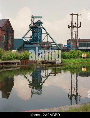 1989 Coal Mine, Wigan, neben Leeds/Liverpool Canal, Lancashire, North West England, Großbritannien Stockfoto