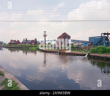 1989 Coal Mine, Wigan, neben Leeds/Liverpool Canal, Lancashire, North West England, Großbritannien Stockfoto