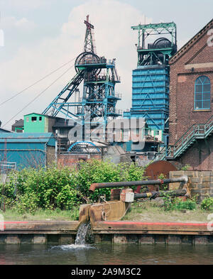 1989 Coal Mine, Wigan, neben Leeds/Liverpool Canal, Lancashire, North West England, Großbritannien Stockfoto