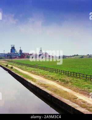 1989 Coal Mine, Wigan, neben Leeds/Liverpool Canal, Lancashire, North West England, Großbritannien Stockfoto