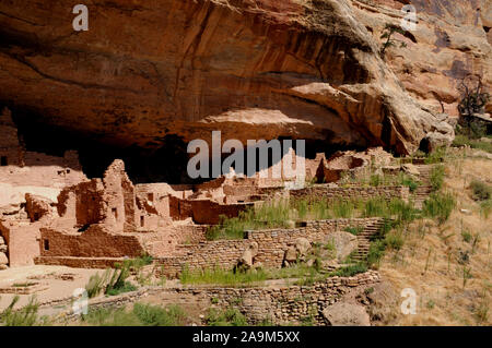 Die Klippe Wohnung als Das lange Haus in der wetherill Mesa Sektor der Mesa Verde National Park im Südwesten von Colorado, USA, bekannt. Stockfoto