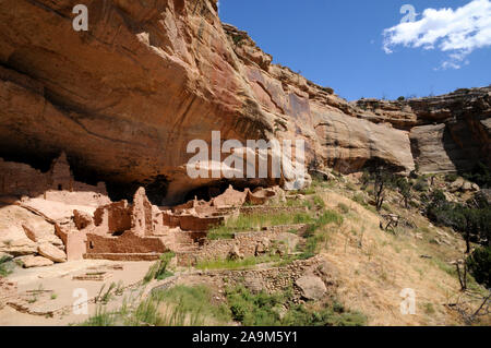 Die Klippe Wohnung als Das lange Haus in der wetherill Mesa Sektor der Mesa Verde National Park im Südwesten von Colorado, USA, bekannt. Stockfoto