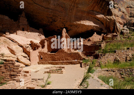 Die Klippe Wohnung als Das lange Haus in der wetherill Mesa Sektor der Mesa Verde National Park im Südwesten von Colorado, USA, bekannt. Stockfoto