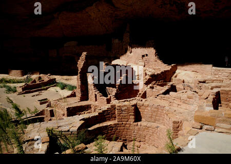 Die Klippe Wohnung als Das lange Haus in der wetherill Mesa Sektor der Mesa Verde National Park im Südwesten von Colorado, USA, bekannt. Stockfoto