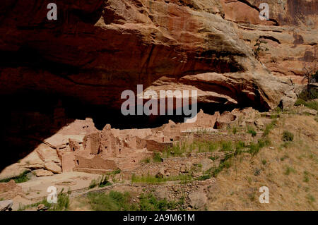 Die Klippe Wohnung als Das lange Haus in der wetherill Mesa Sektor der Mesa Verde National Park im Südwesten von Colorado, USA, bekannt. Stockfoto