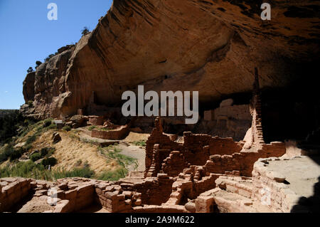 Die Klippe Wohnung als Das lange Haus in der wetherill Mesa Sektor der Mesa Verde National Park im Südwesten von Colorado, USA, bekannt. Stockfoto